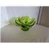 Image 1 : 10" green pressed glass footed serving bowl claw design