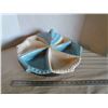 Image 1 : large usa pottery sectional serving tray on rotating base blue/white