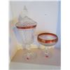 Image 1 : 70s 2 piece pressed glass Ruby trim dishes