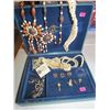 Image 1 : blue jewellery box with assorted jewellery lot