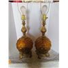 Image 2 : Pair of retro round glass bottoms  (orange) lamps