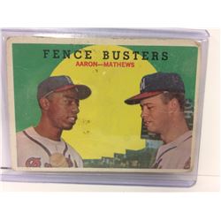 1959 Topps Hank Aaron & Eddie Mathews FENCE BUSTERS #212