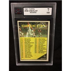 1961 TOPPS BASEBALL CHECKLIST #189 3RD SERIES (7NM) KSA