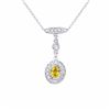 14KT White Gold Yellow Sapphire and Diamond Pendant with Chain