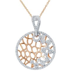 14KT Two Tone Gold 0.62ctw Diamonds Pendant with Chain