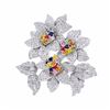 Image 1 : 18KT White Gold 4.44ctw Multi Color Sapphire and Diamond Brooch