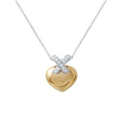 18KT Two Tone Gold 0.12ctw Diamond Pendant with Chain