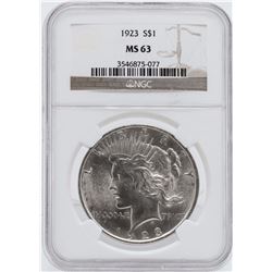 1923 $1 Peace Silver Dollar Coin NGC MS63