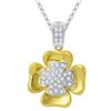 Image 1 : 18KT Two Tone Gold 0.55ctw Diamond Pendant with Chain