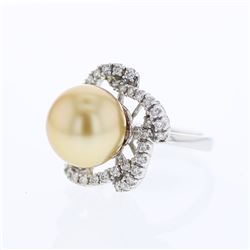 18KT White Gold 13.50ct Pearl and Diamond Ring