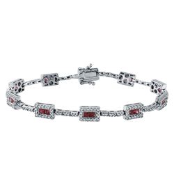 14KT White Gold 2.55ctw Ruby and Diamond Bracelet