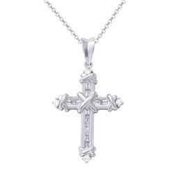14KT White Gold 0.34ctw Diamond Cross Pendant with Chain