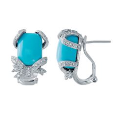 14KT White Gold 11.64ctw Turquoise and Diamond Earrings