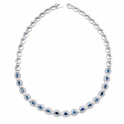 14KT White Gold 4.83ctw Blue Sapphire and Diamond Necklace