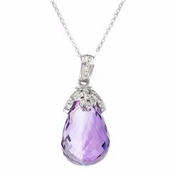 14KT White Gold 23.10ct Amethyst and Diamond Pendant with Chain