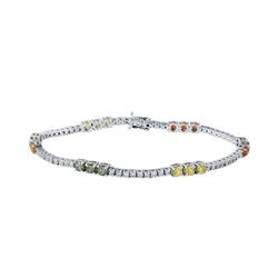 14KT White Gold 3.32ctw Multi Color Sapphire and Diamond Bracelet