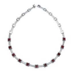14KT White Gold 2.34ctw Ruby and Diamond Necklace