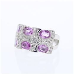 14KT White Gold 3.09ctw Pink Sapphire and Diamond Ring
