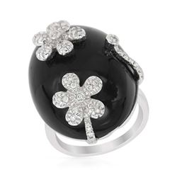 14KT White Gold 39.19ct Black Onyx and Diamond Ring
