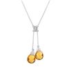 Image 1 : 14KT White Gold 4.85ctw Citrine and Diamond Pendant with Chain