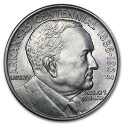 1936 Commemorative Arkansas Centennial Robinson Half Dollar Coin