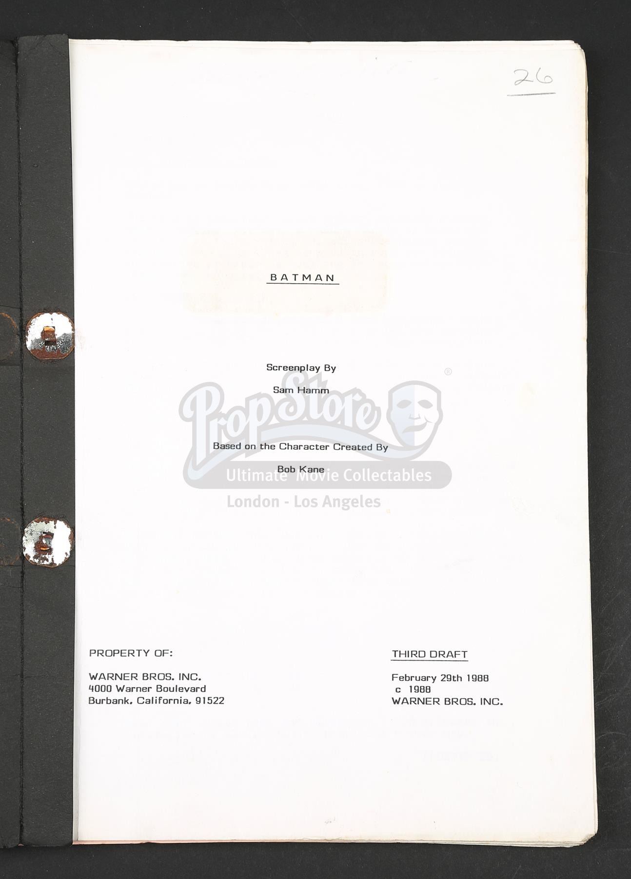 Batman 89 Script BATMAN (1989) - Production-Used Script