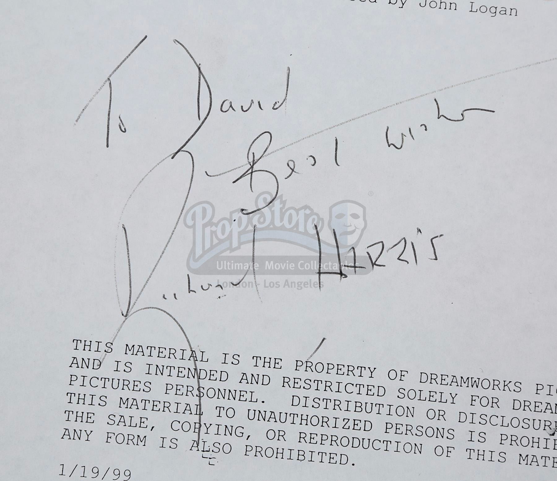 GLADIATOR (2000) - Cast-Autographed Script Cover