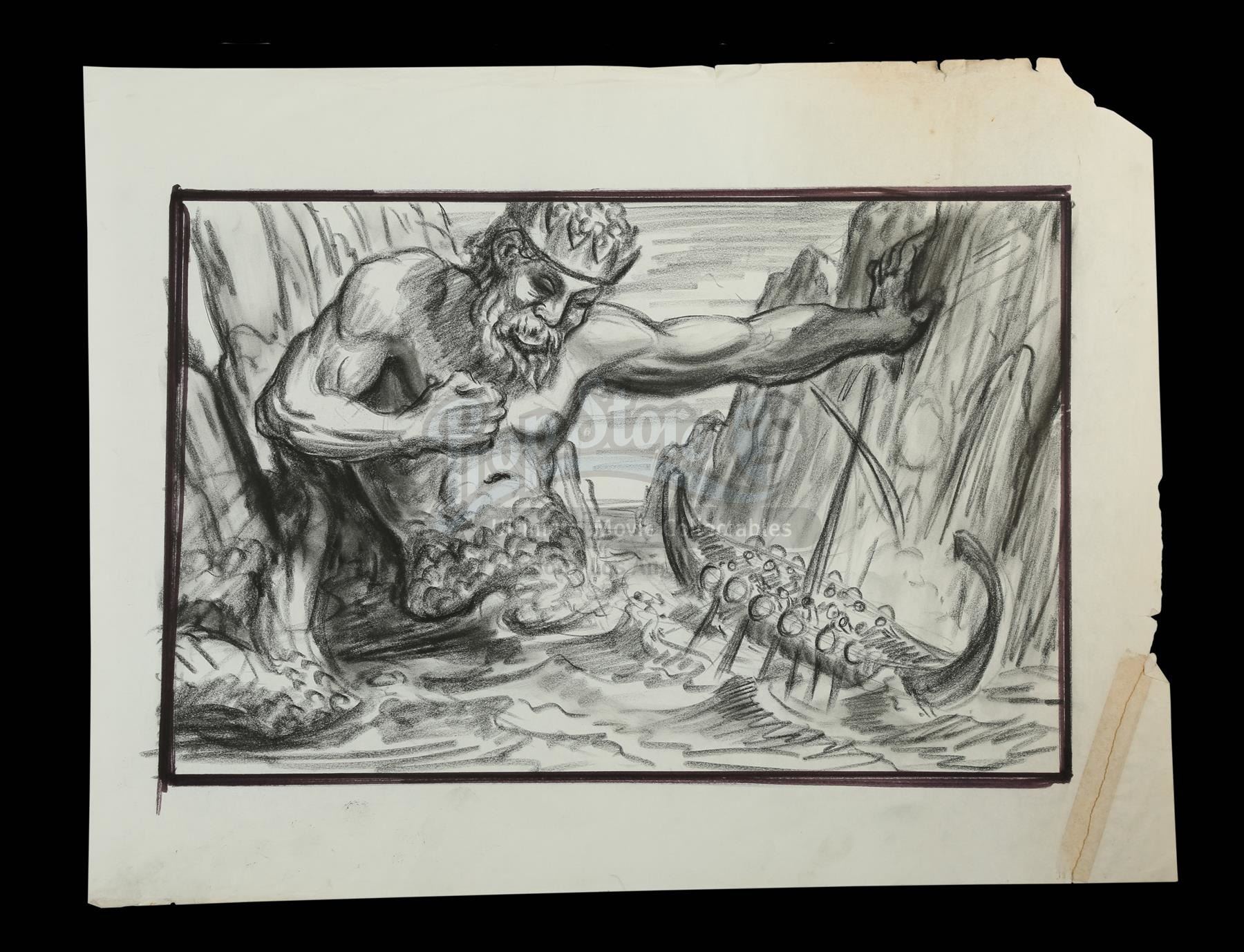 JASON AND THE ARGONAUTS 1963 Ray Harryhausen Hand Drawn Concept Of jason-and-the-argonauts-1963-ray-harryhausen-hand-drawn-concept-of