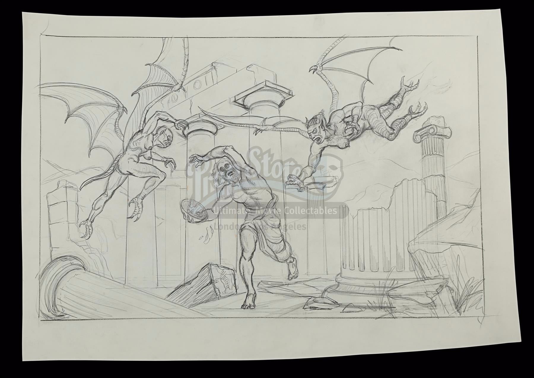 JASON AND THE ARGONAUTS 1963 Ray Harryhausen Hand Drawn Concept Of jason-and-the-argonauts-1963-ray-harryhausen-hand-drawn-concept-of