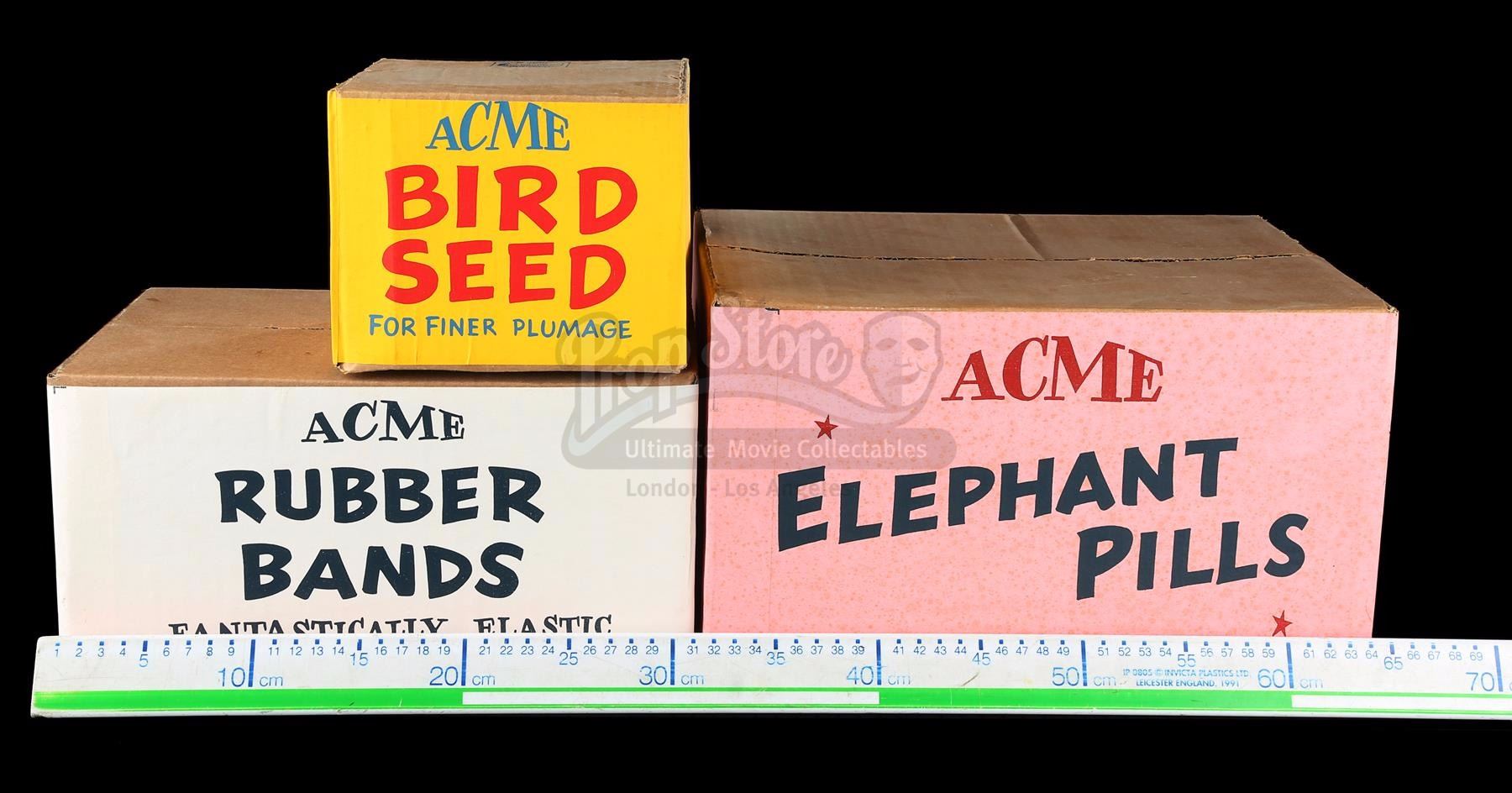 Who Framed Roger Rabbit 1988 Acme Elephant Pills Rubber Bands And Bird Seed Boxes