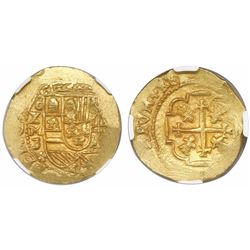 Mexico City, Mexico, cob 4 escudos, Philip V, assayer J (style of 1711-13), encapsulated NGC MS 63, 