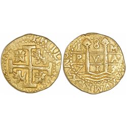 Lima, Peru, cob 8 escudos, 1715/4M, unique overdate, from the Loosdrecht (1719).