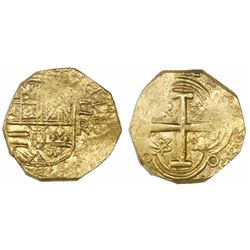 Bogota, Colombia, cob 2 escudos, Philip IV, assayer R below denomination II to right (mintmark NR to