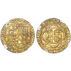 Seville, Spain, 1 escudo, Charles-Joanna, assayer Gothic D to left, mintmark S to right, encapsulate