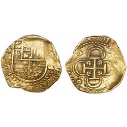 Seville, Spain, cob 2 escudos, (158)8 date to right, assayer Gothic D below mintmark S and denominat