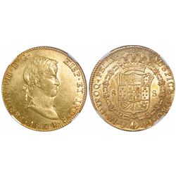 Potosi, Bolivia, bust 8 escudos, Ferdinand VII, 1824PJ, encapsulated NGC AU 50.