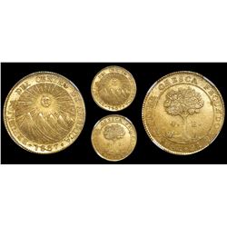 Costa Rica (Central American Republic), 4 escudos, 1837E, rare, encapsulated NGC MS 63.