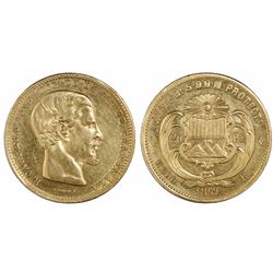 Guatemala, 20 pesos, 1869R, Carrera, ex-Richard Stuart.