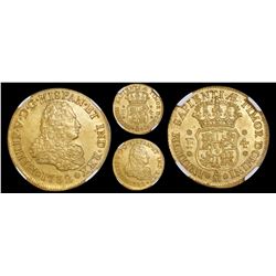 Mexico City, Mexico, bust 4 escudos, Philip V, 1732F, very rare, encapsulated NGC MS 60, finest know