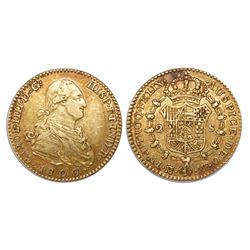 Madrid, Spain, bust 2 escudos, Charles IV, 1800/790MF.