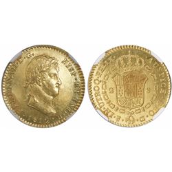 Cadiz, Spain, bust 2 escudos, Ferdinand VII (laureate bust), 1812CI, small mintmark, encapsulated NG