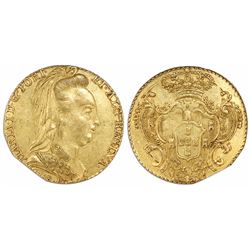 West Indies "joe" (imitation of a Rio, Brazil, 6400 reis, Maria I, 1788-R).