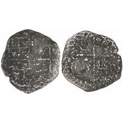 Potosi, Bolivia, cob 4 reales, Philip III, assayer not visible, Grade-3 or -4 quality (4 points), wi