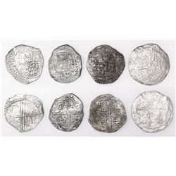 Lot of four Potosi, Bolivia, cob 4 reales, Philip III, various assayers (where visible), all Grade 2
