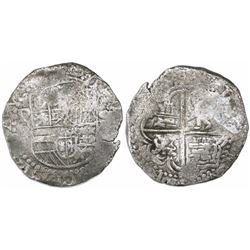 Potosi, Bolivia, cob 8 reales, Philip III, assayer Q, Grade 2.