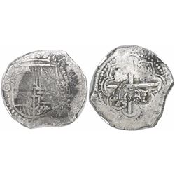 Potosi, Bolivia, cob 8 reales, (1650-51)O, with crowned-L countermark on cross, encapsulated NGC gen