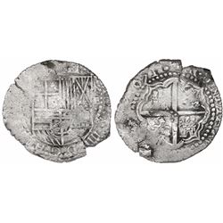 Potosi, Bolivia, cob 4 reales, (1)651E, unidentified countermark on cross.
