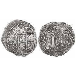 Potosi, Bolivia, cob 8 reales, 16(52)E transitional Type IV/A, ex-Mastalir.