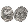 Image 1 : Potosi, Bolivia, cob 8 reales, (16)50O (dots between digits), with crowned-L countermark on cross.