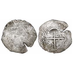 Potosi, Bolivia, cob 8 reales, 1650O, with crowned-L countermark on cross.